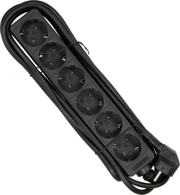 Schuko stroomverdeeldoos 6 voudig ip20 3 meter kabel