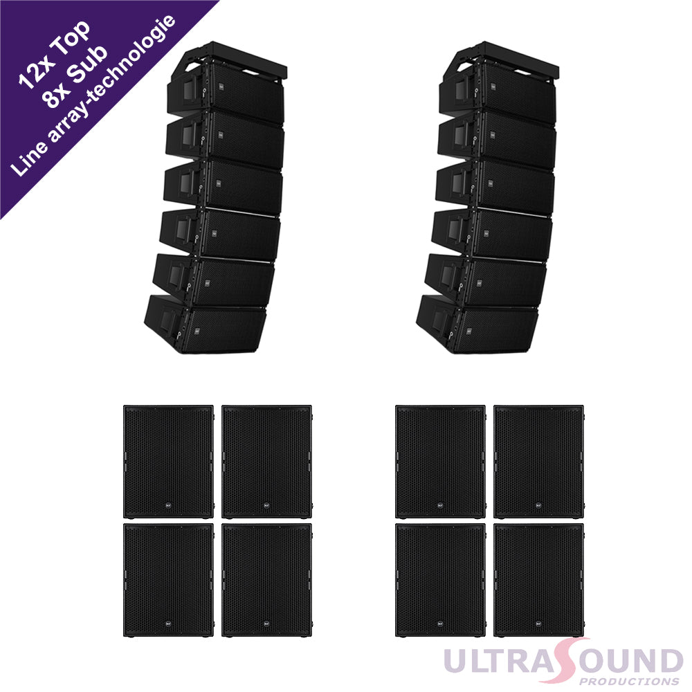 Line array set medium - 4 array tops + 2 subs huren bij RSL Rental