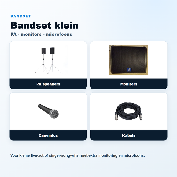 Bandset klein - PA + 2 monitors + microfoons