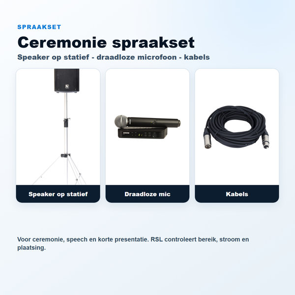 Ceremonie spraakset - 1 speaker + draadloze microfoon