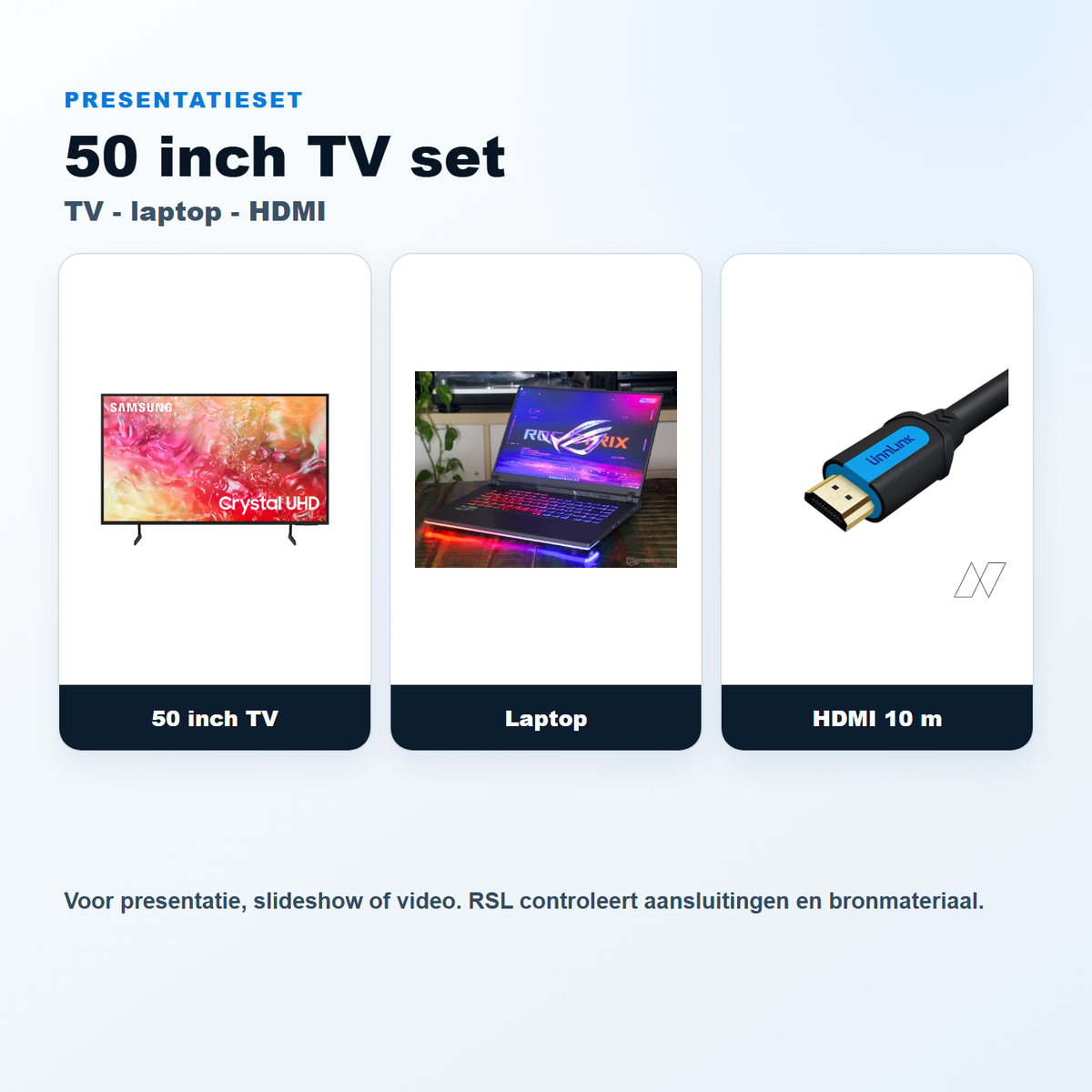 Presentatieset 50 inch TV + laptop + HDMI