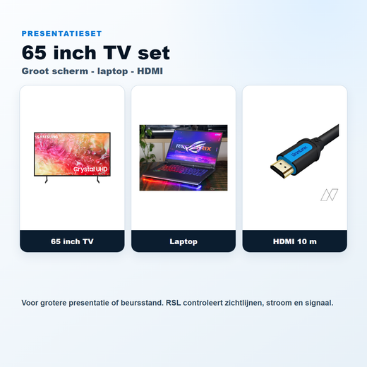 Presentatieset 65 inch TV + laptop + HDMI