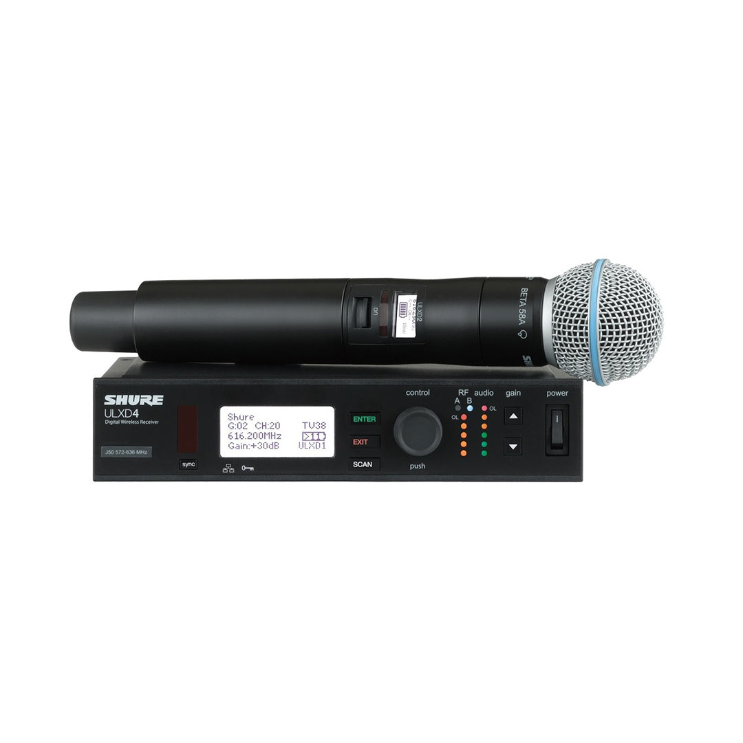 Shure ULXD24 Set , Ontvanger en draadloze microfoon, Beta58A kop huren bij RSL Rental